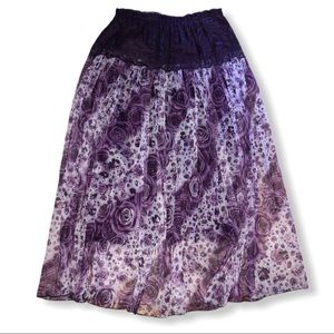 Boutique Purple Rose Chiffon Midi Skirt S